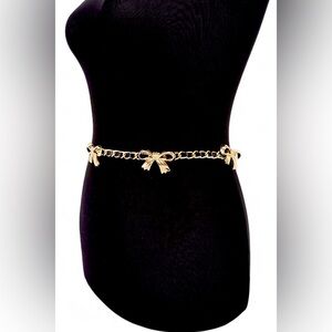 Gold & Black Bow Chain Statement Belt